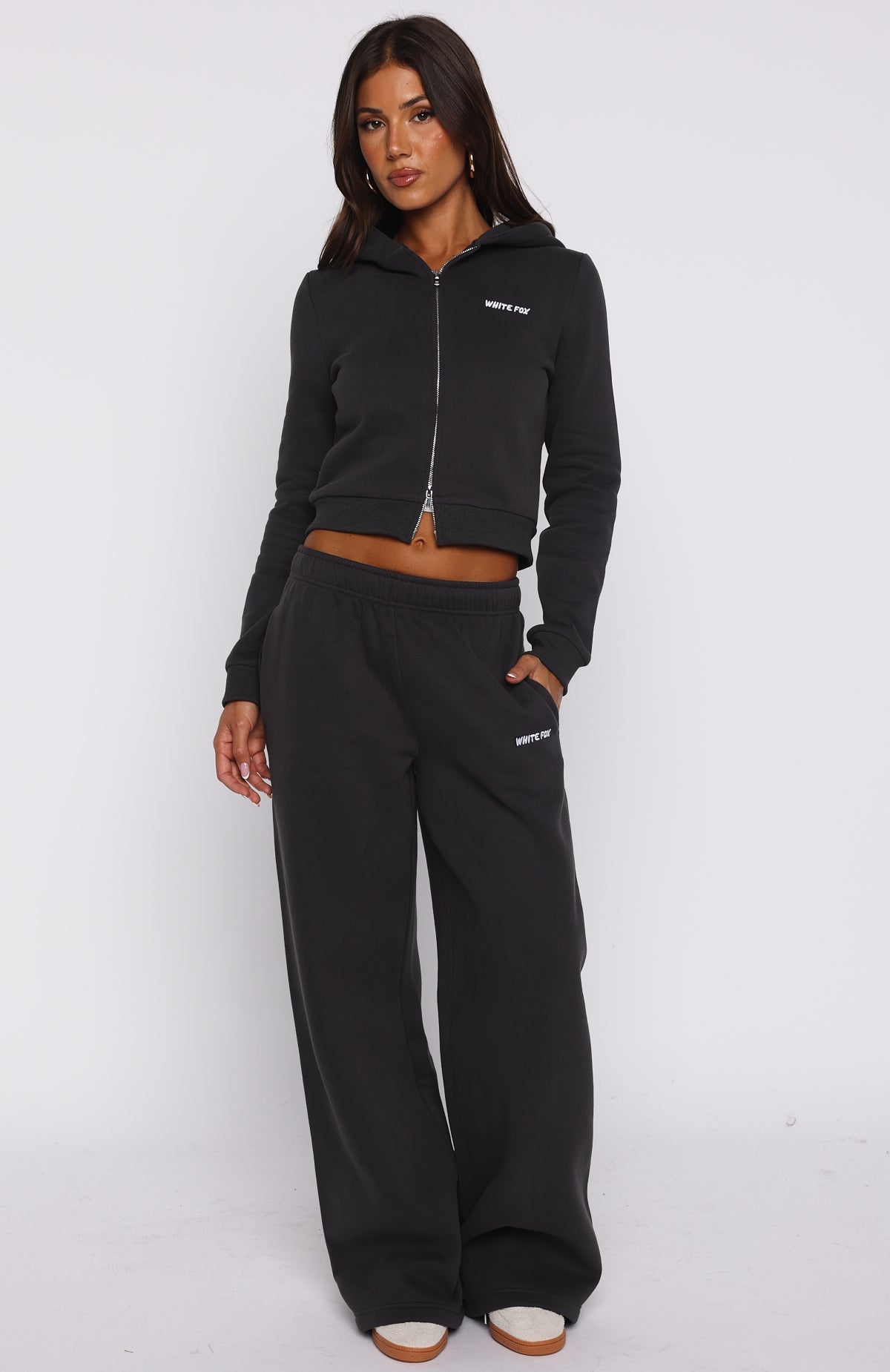 Comfy And Cute Wide Leg Sweatpants Charcoal