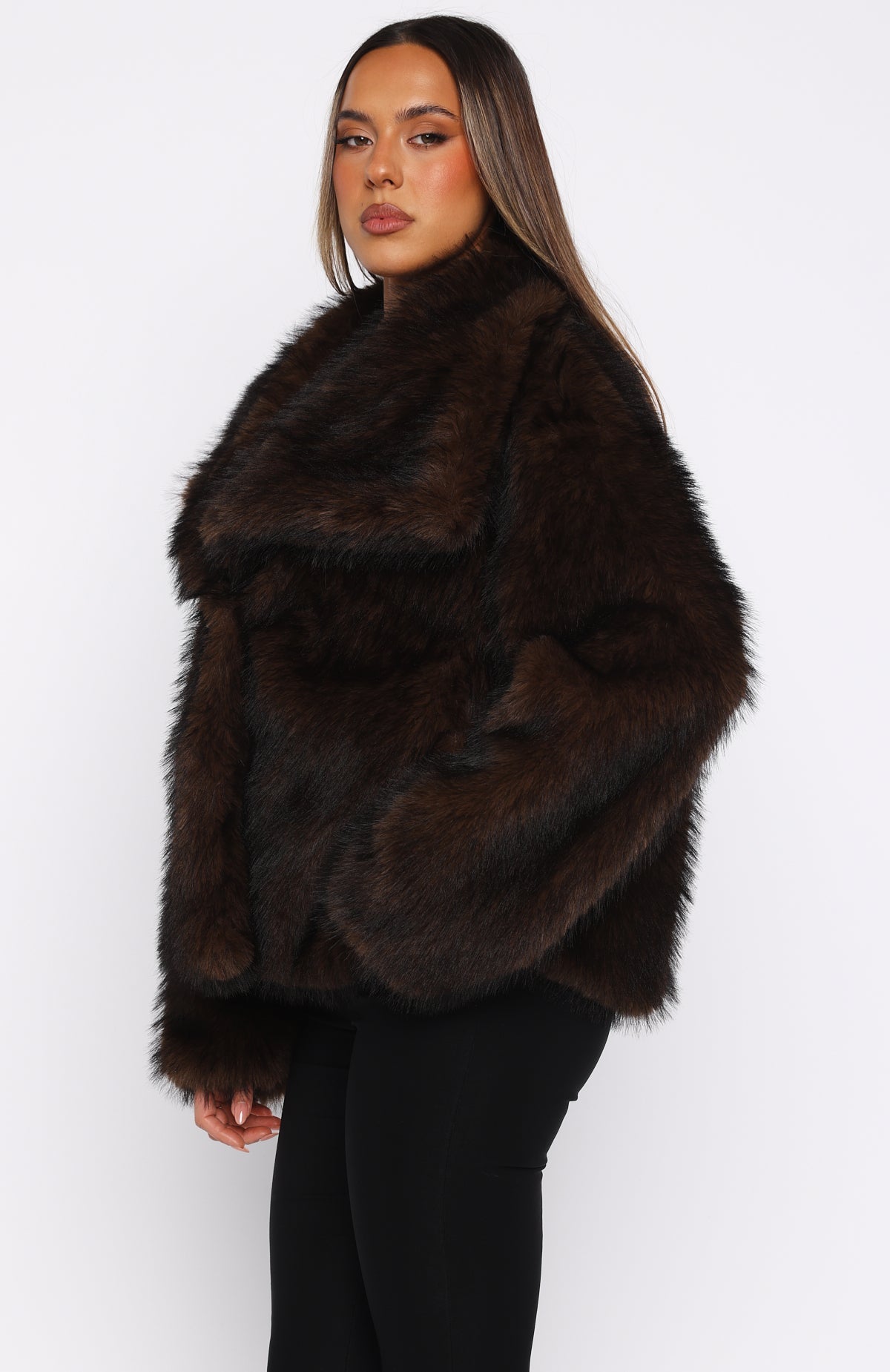 Dirty Martini Faux Fur Jacket Chocolate