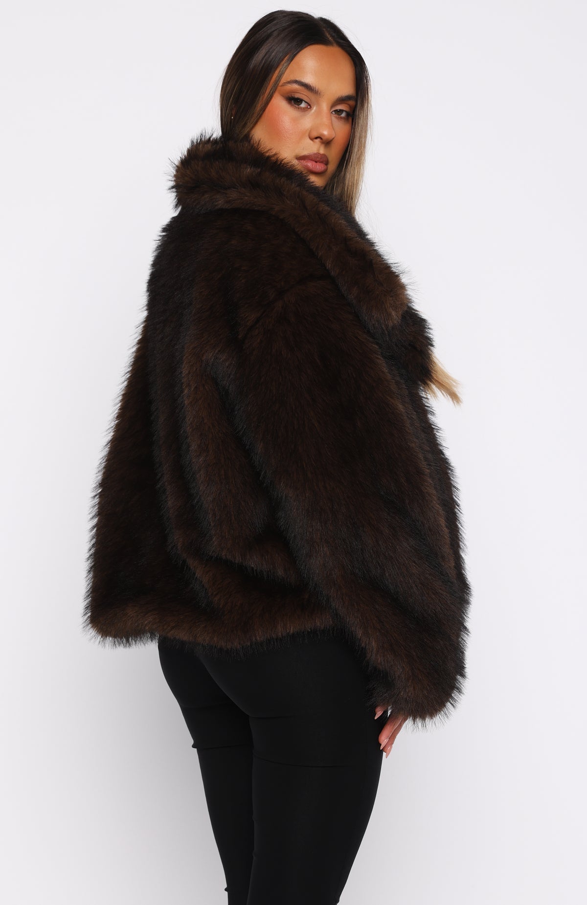 Dirty Martini Faux Fur Jacket Chocolate