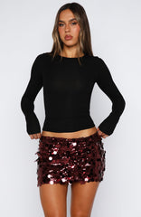 Disco Fever Mini Skirt Burgundy