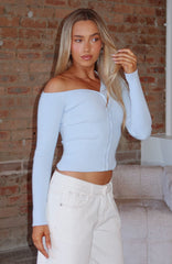 Double Dates Long Sleeve Knit Top Blue