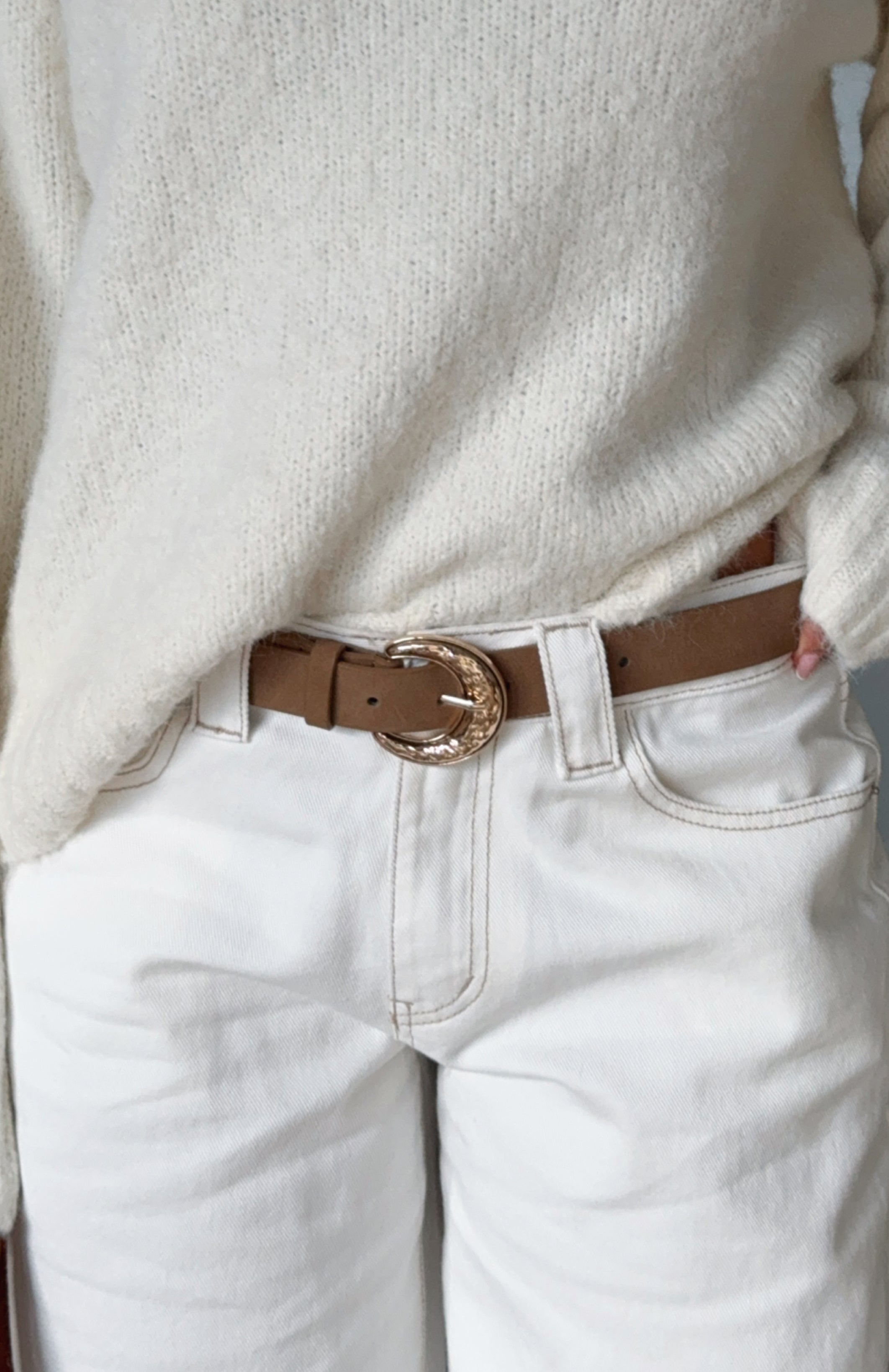 Elanor Belt Tan Faux Suede/Gold