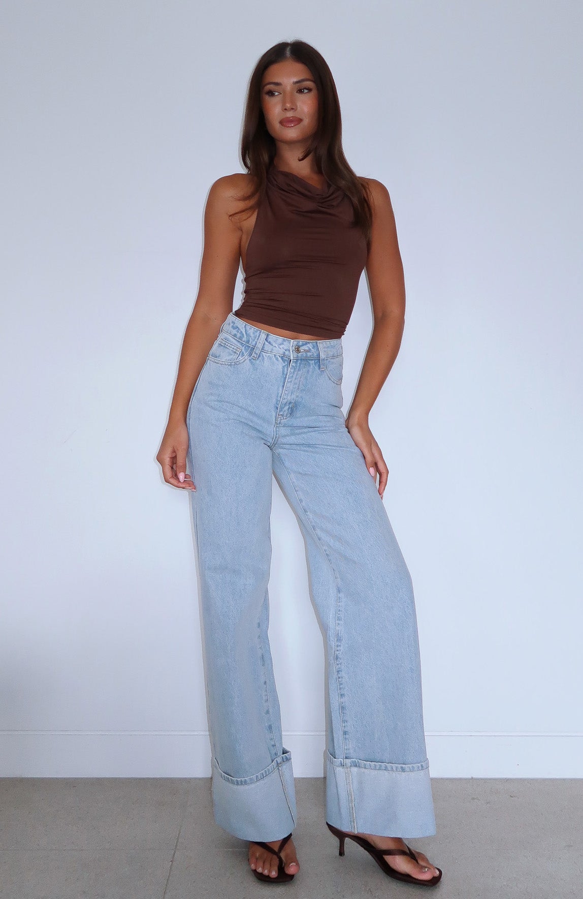 Ellie High Rise Wide Leg Jeans Glacier Blue