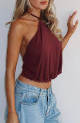 Endless Moment Halter Top Burgundy