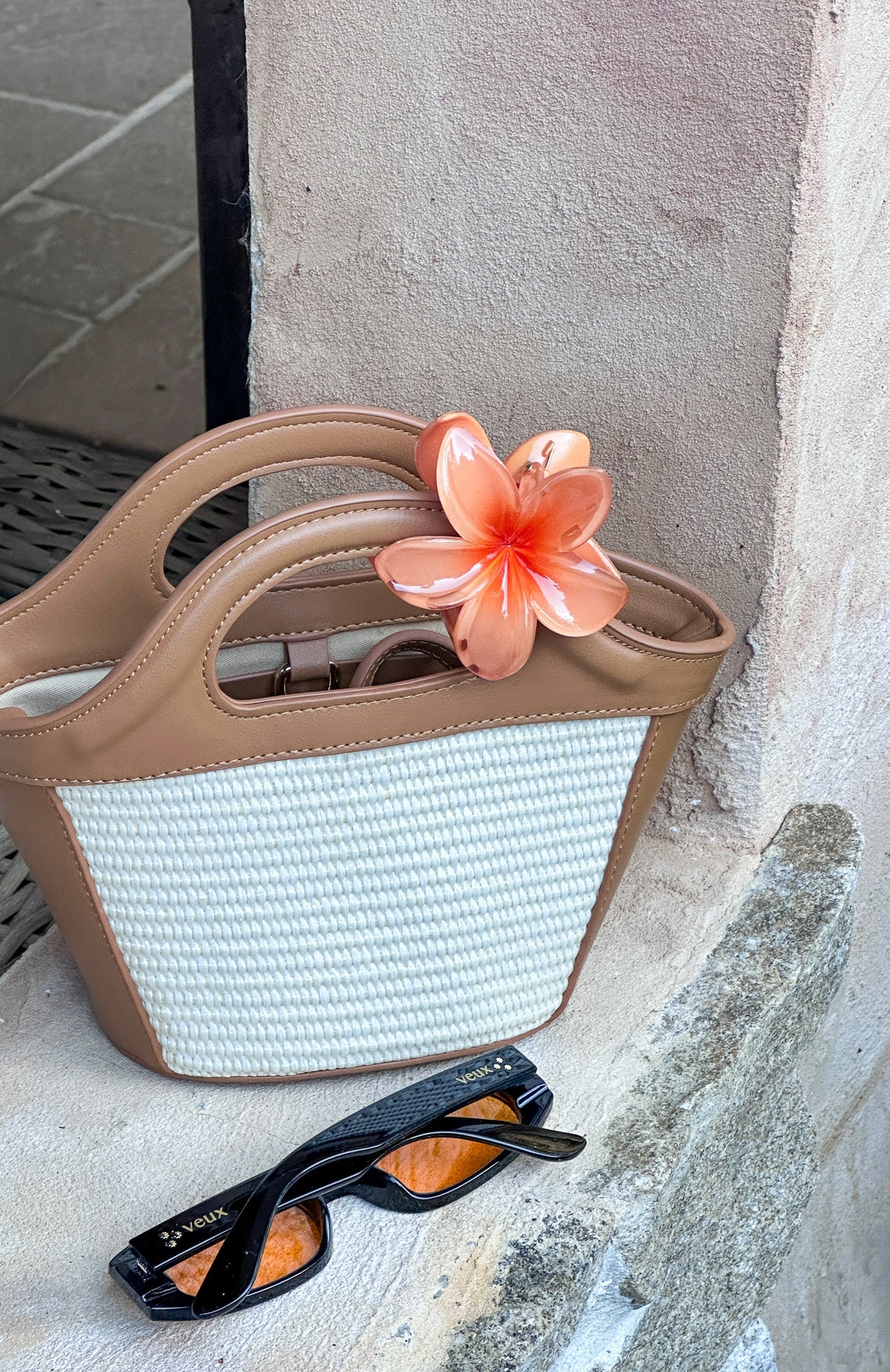 Floral Charm Hair Clip Peach