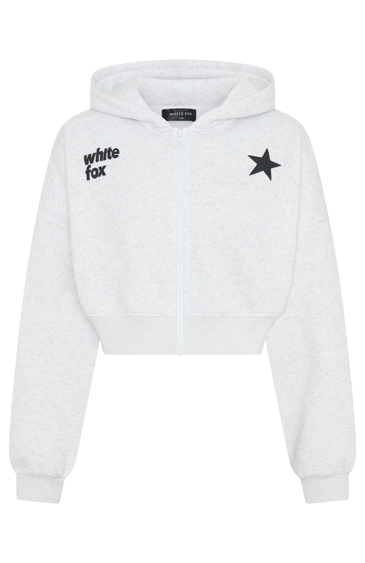 From The Archives Charli Cropped Zip Front Hoodie Grey Marle