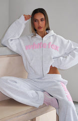 From The Archives Kenzie Boxy Zip Front Hoodie Grey Marle