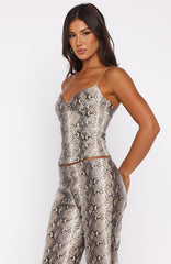 Heat Check PU Bustier Tan Snake