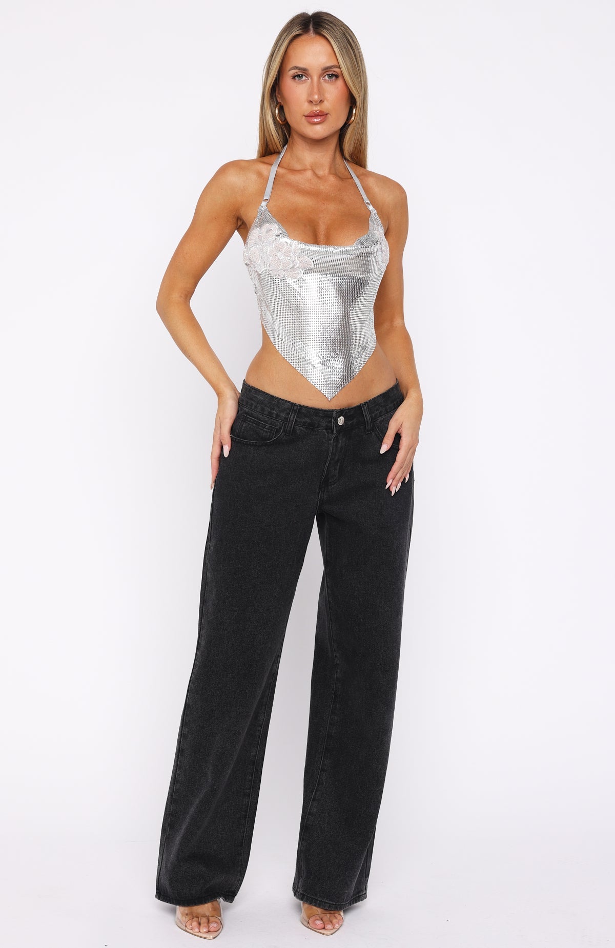 Hidden Glade Halter Metal Mesh Top Silver
