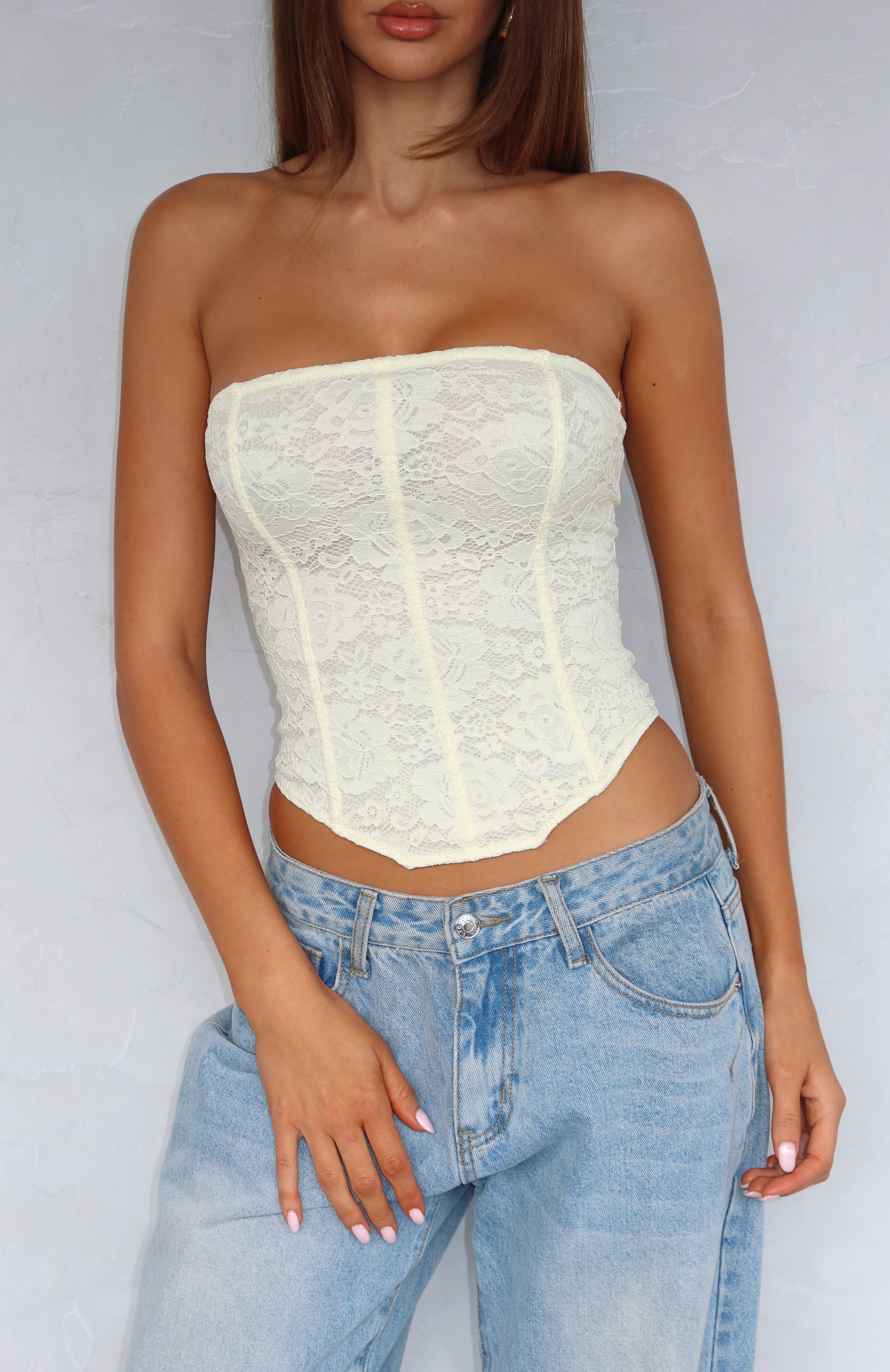 Play Your Part Strapless Bustier Lemon