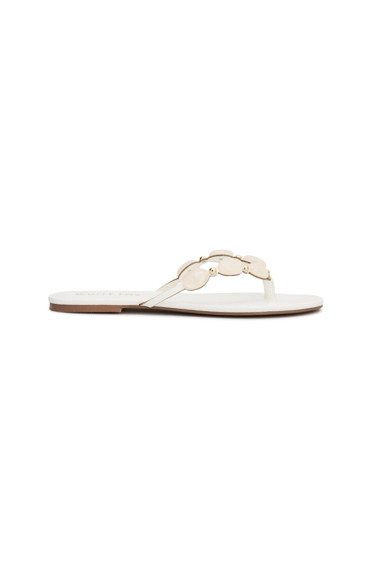 Kira Beaded Thong Sandals White
