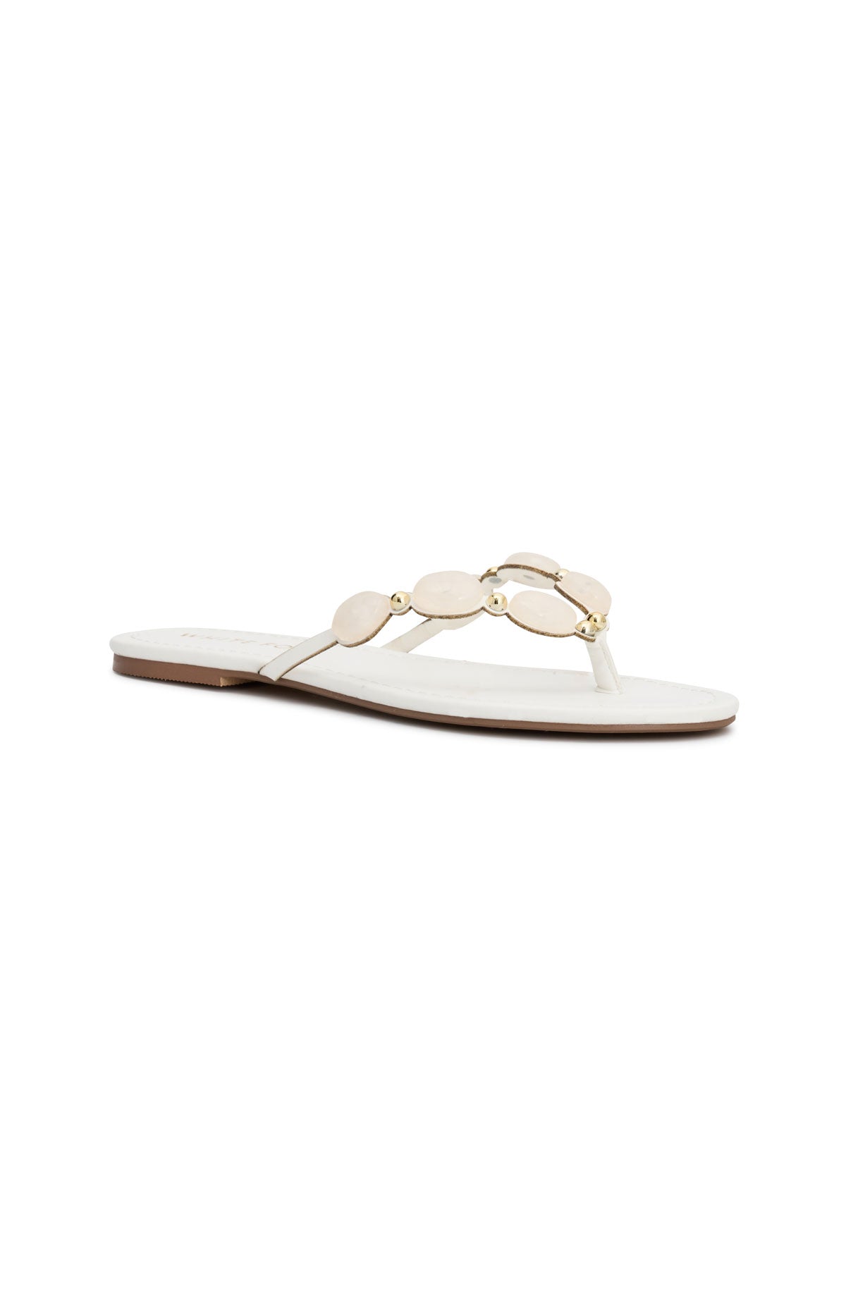 Kira Beaded Thong Sandals White