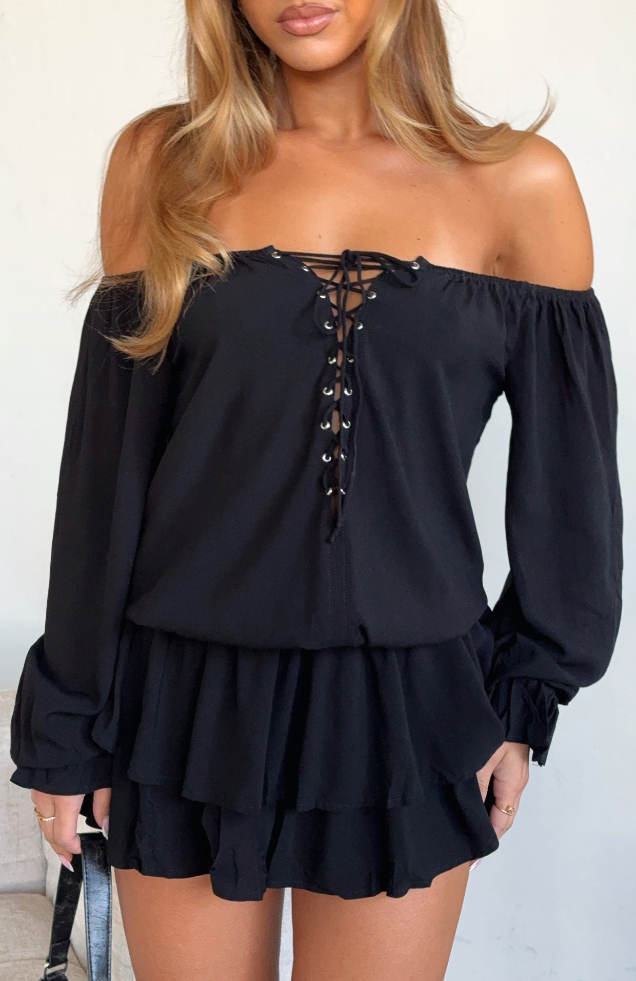 Let Me Long Sleeve Mini Dress Black