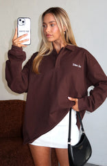 Let's Get Lost Oversized Long Sleeve Jersey Chocolate