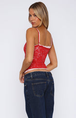 Lots Of Lust Lace Cami Red