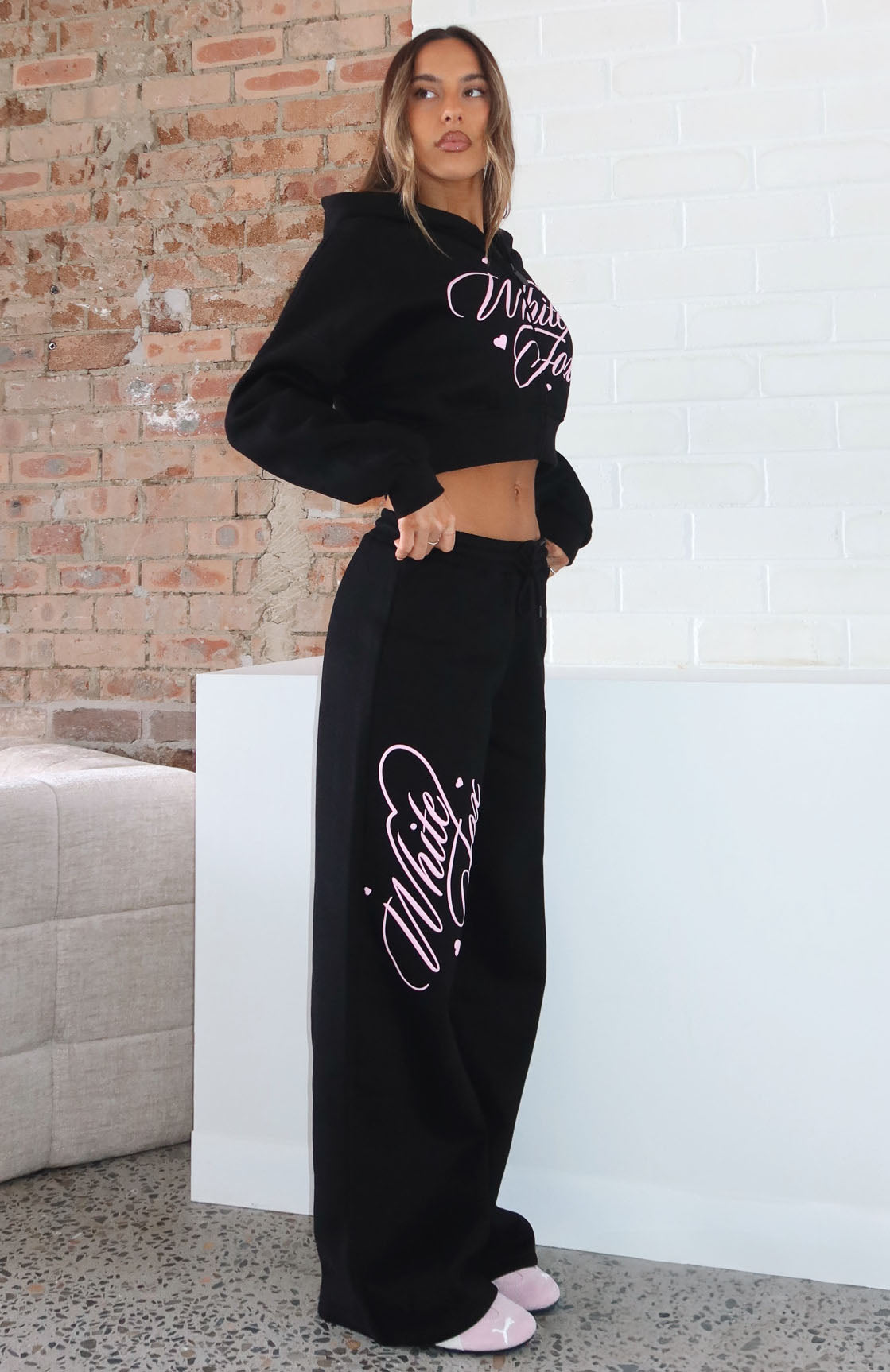 Love You Regardless Wide Leg Sweatpants Black