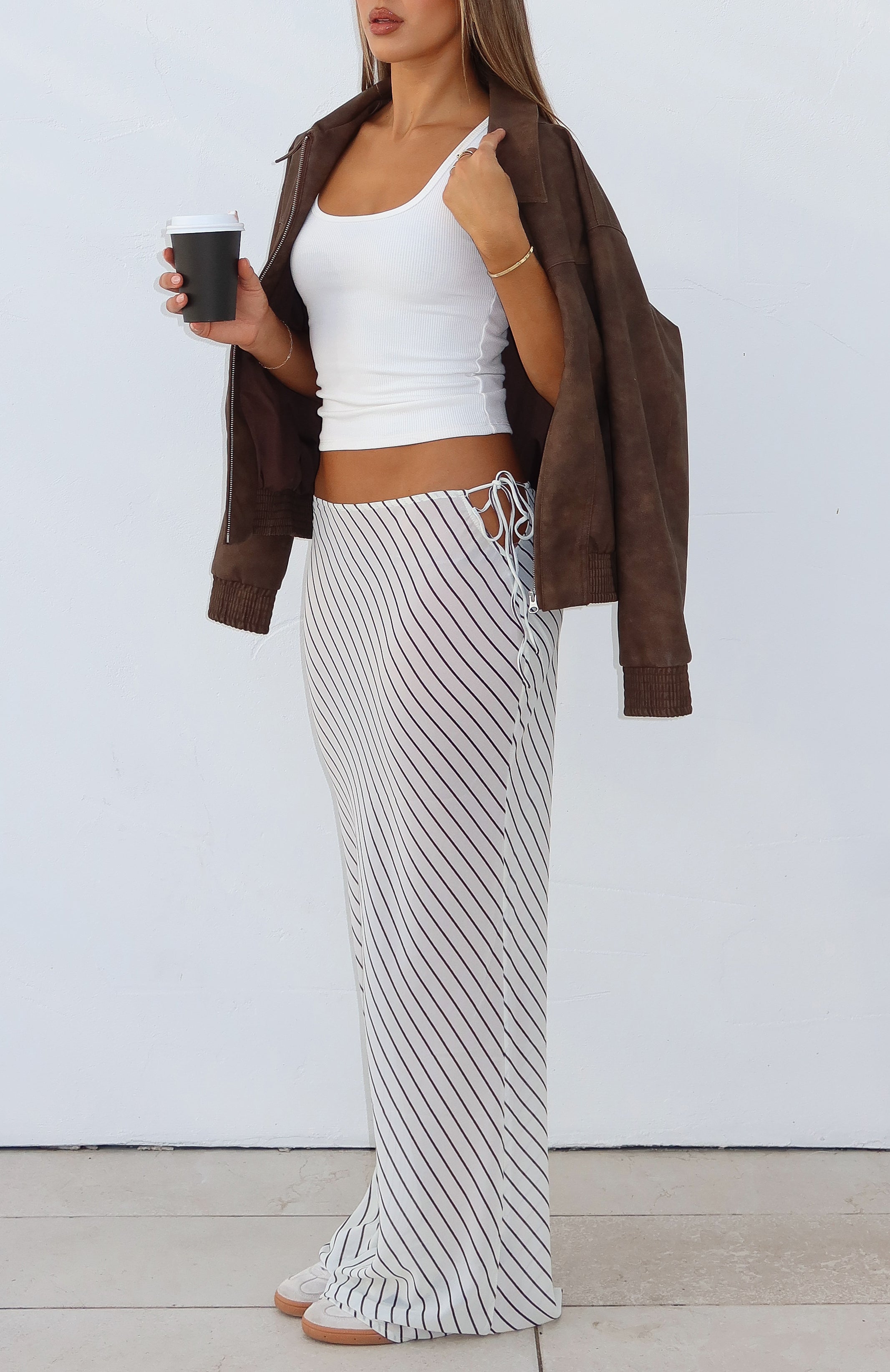 Luminous Maxi Skirt Cream/Choc Stripe
