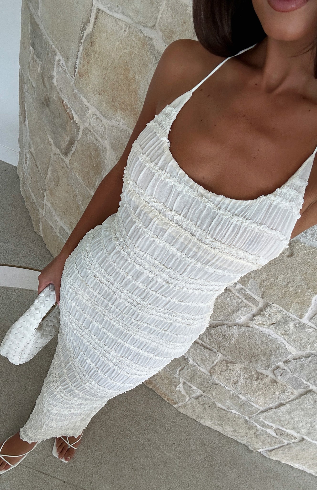 Never Say Goodbye Halter Maxi Dress Cream