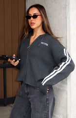 Next One Up Knit Hoodie Charcoal