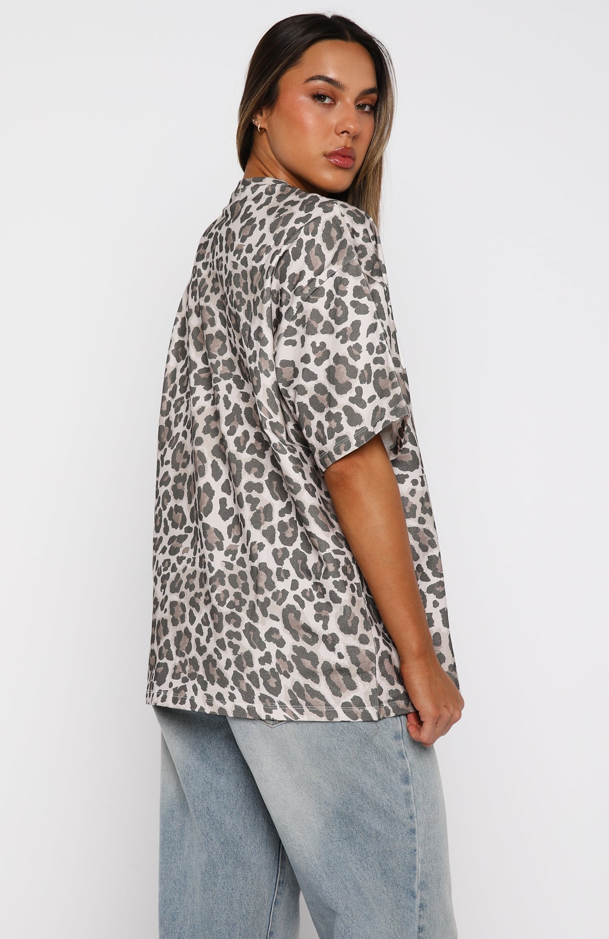 Offstage Printed Oversized Tee Leopard
