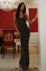 Burning Glance Embellished Maxi Dress Chocolate