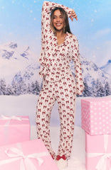 Pillow Talk Printed Long Sleeve Pyjama Set Bow Bliss