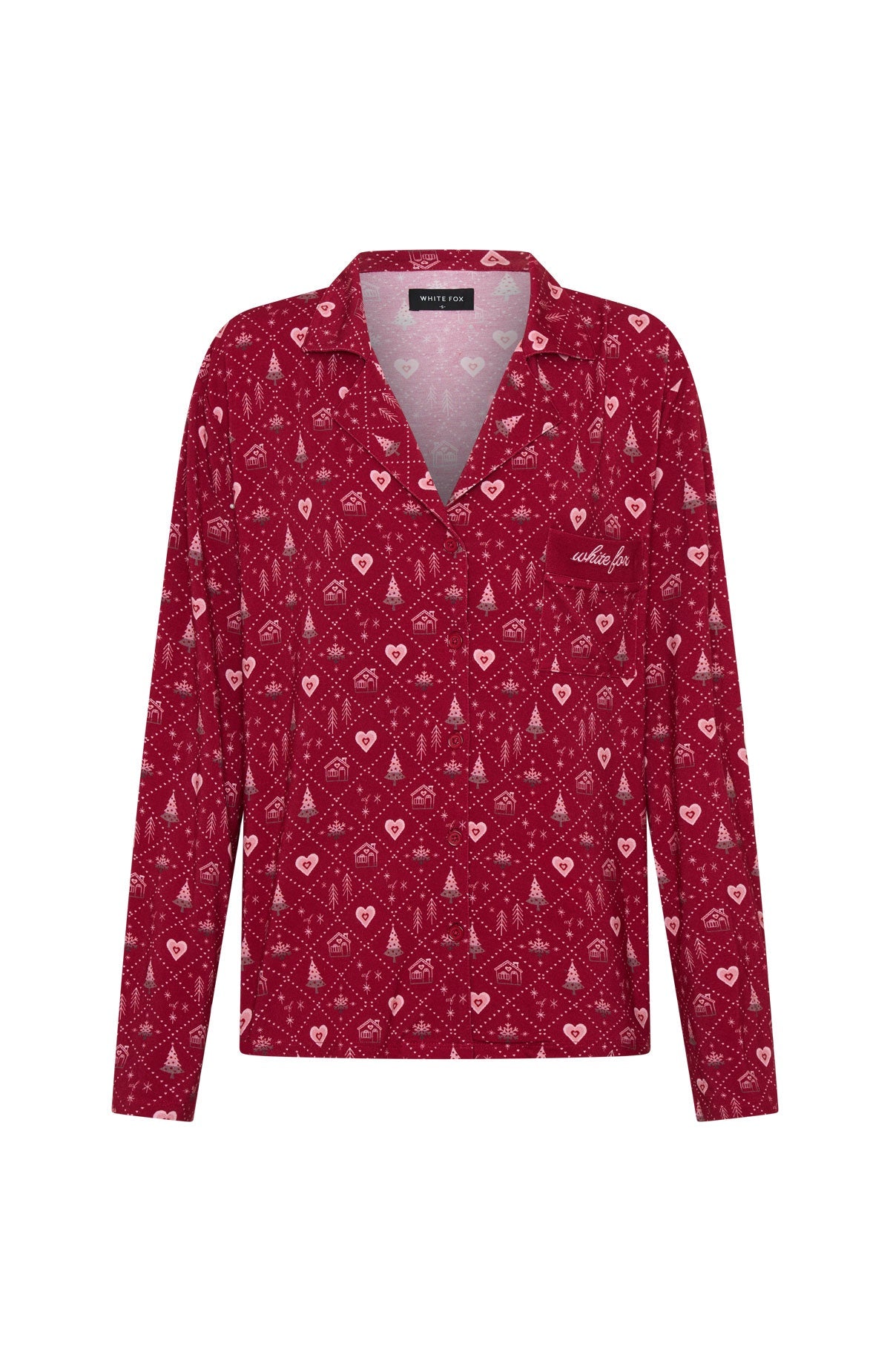 Pillow Talk Printed Long Sleeve Pyjama Set Cherry Noel