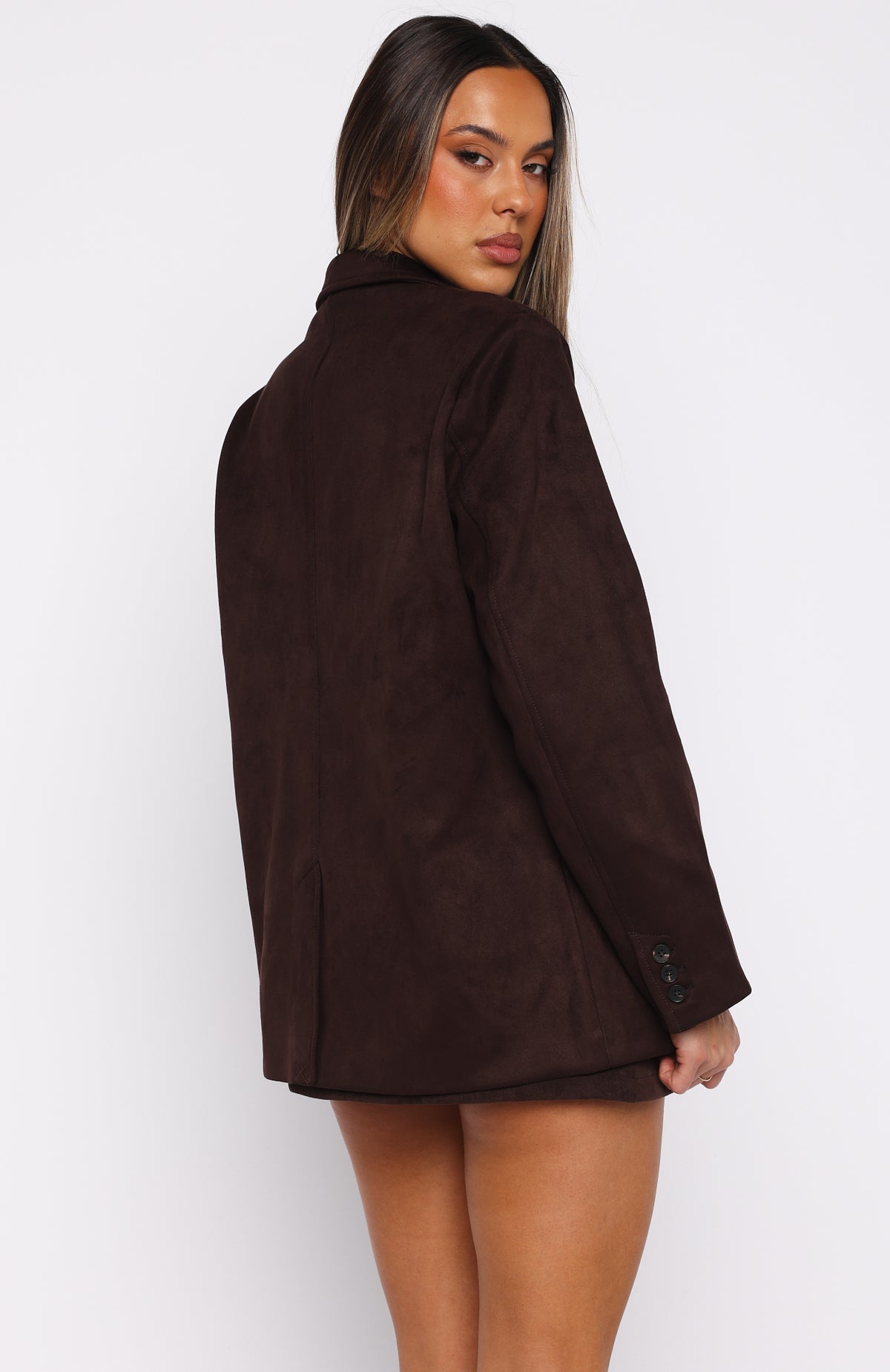 Rival Faux Suede Blazer Chocolate