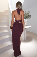 Say What You Feel Halter Maxi Dress Burgundy
