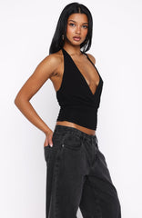 Show Stopping Halter Top Black