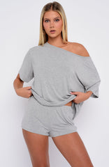 Slow Life Pyjama Shorts Grey Marle