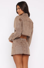 Something To Prove Denim Mini Skirt Tan Wash