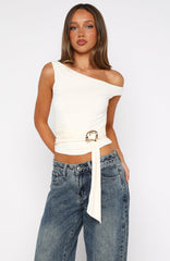 Stuck In A Dream Off Shoulder Top Bone