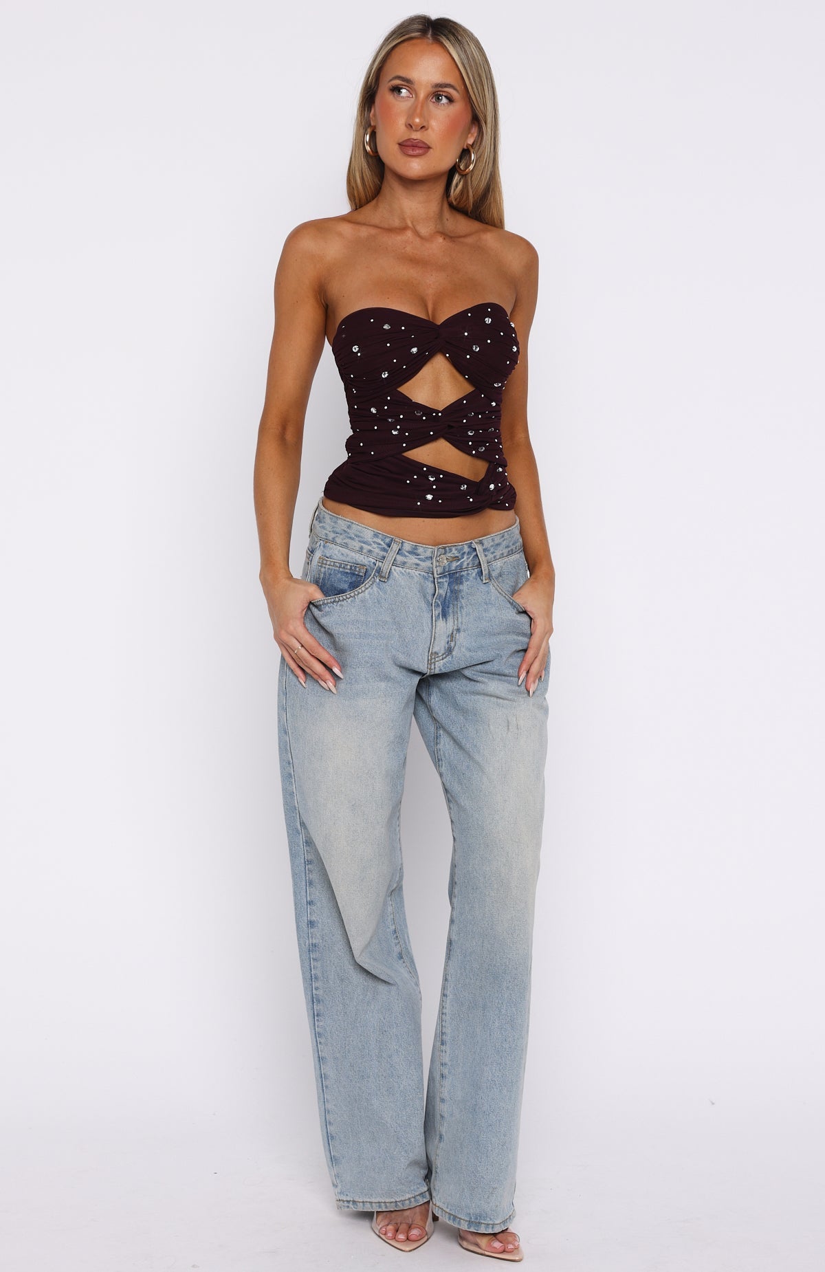 Taking What's Mine Strapless Top Plum