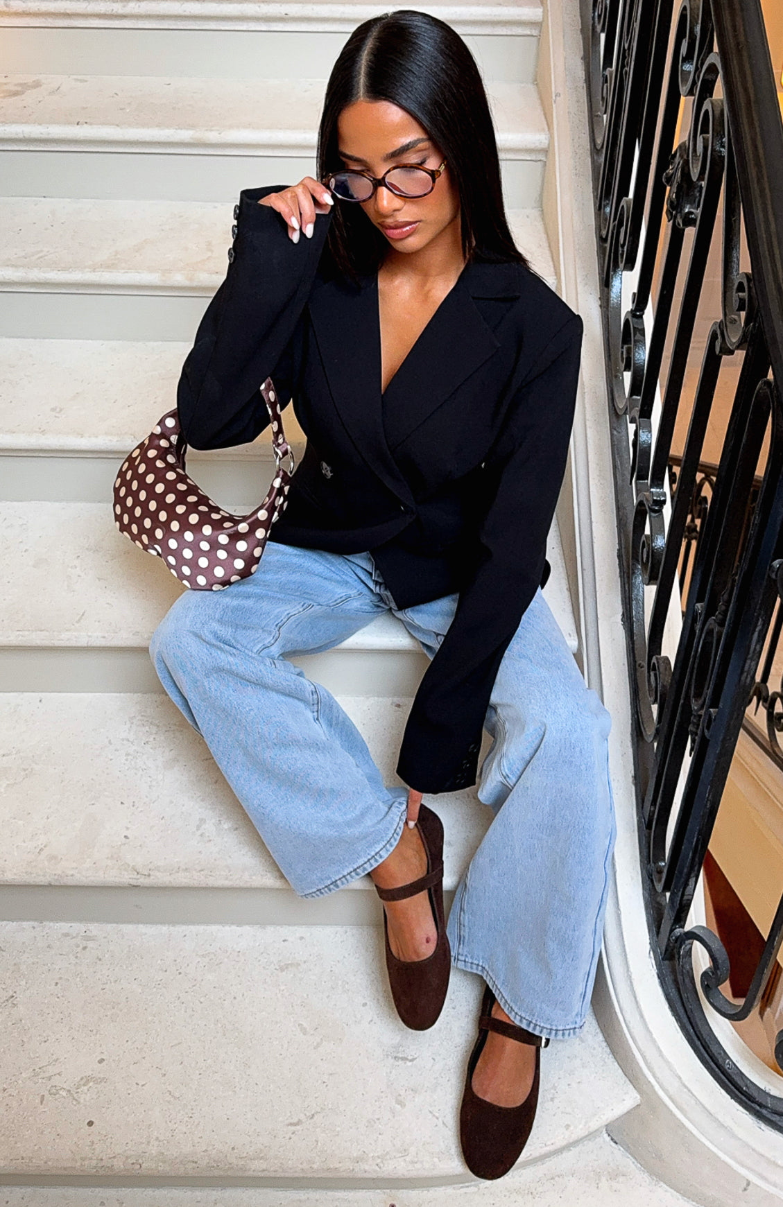 Tayla Ballet Flats Chocolate Faux Suede