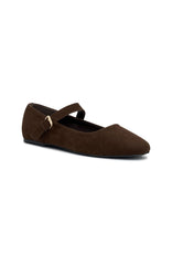 Tayla Ballet Flats Chocolate Faux Suede