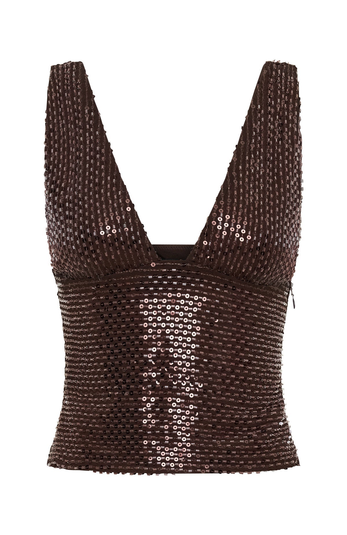 The Glitterati Beaded Top Chocolate