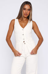 I'll Meet You Longline Denim Top Cream