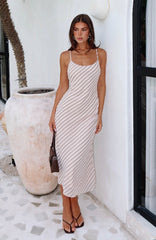 You Love Me Midi Dress Oat/Choc Stripe