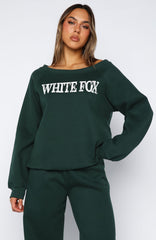 Brand New Start Off Shoulder Sweater Forest Green